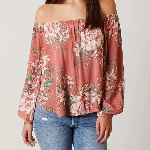 Billabong Tops - Billabong Mi Amore Ash Rose Off-Shoulder Top